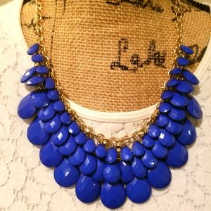 Cobalt blue three tier statement necklace